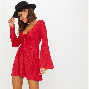 Pretty Little Thing Red Polka Dot Dress